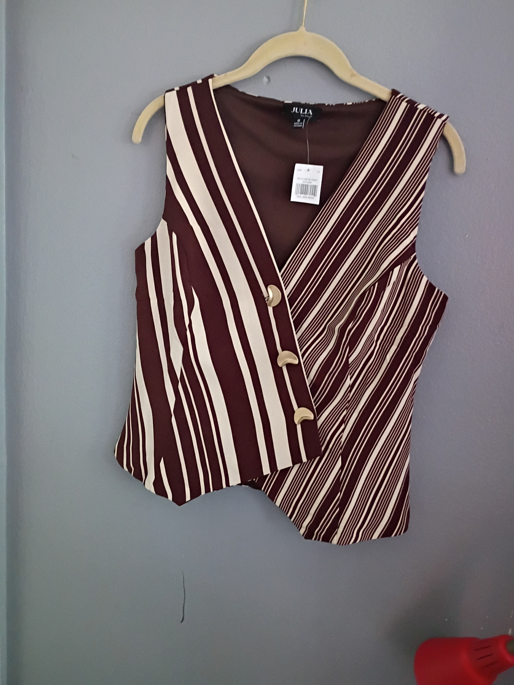 Sleeveless Striped Wrap Bodysuit in Brown and Cream
